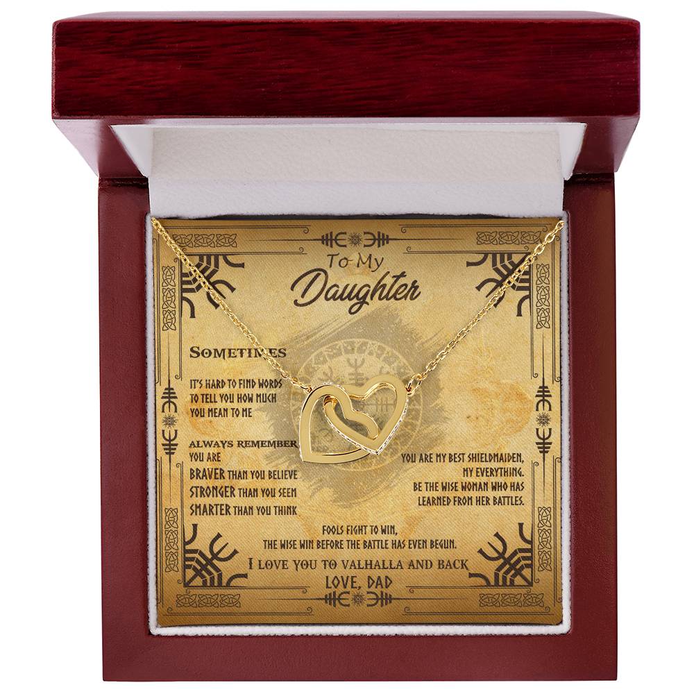 To My Daughter - Braver Than You Believe Interlocking Hearts Necklace