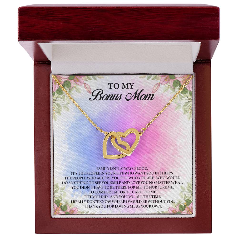 To My Bonus Mom Interlocking Hearts Necklace