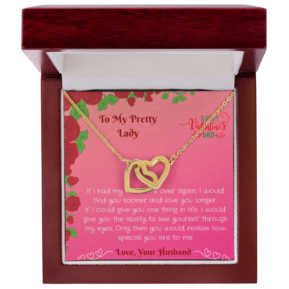 To My Preety Lady- You Are Special To Me Interlocking Hearts Necklace
