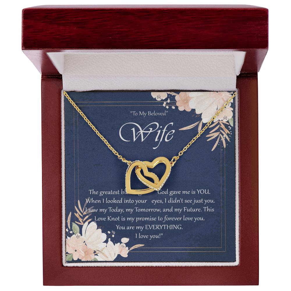 To My Beloved Wife Interlocking Hearts Necklace