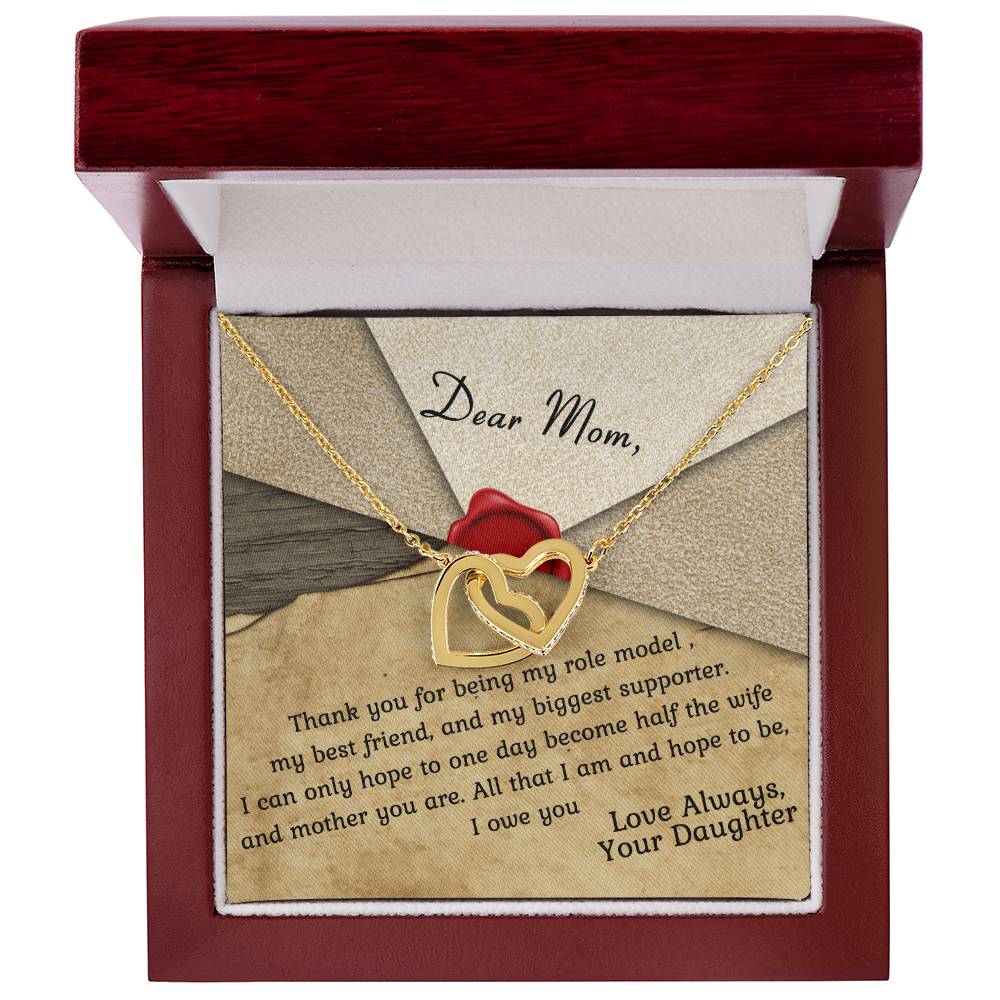 Mom Is My Role Model Interlocking Hearts Necklace