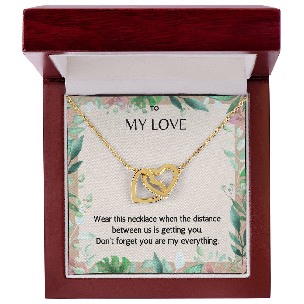 To My Love The Distance Between Us - Connected Hearts Necklace Interlocking Hearts Necklace