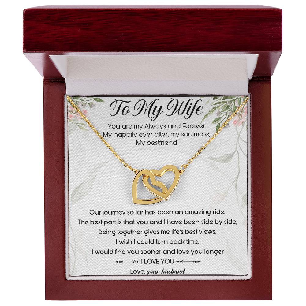 To My Wife Interlocking Hearts Necklace Message Card