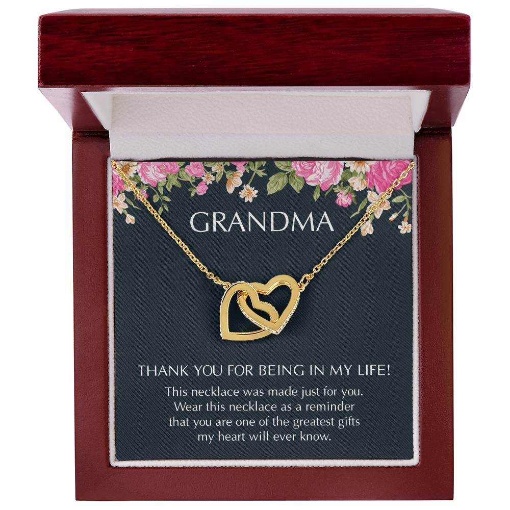 Grandma Interlocking Hearts Necklace Message Card