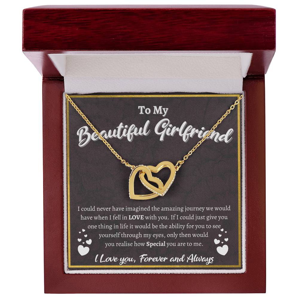 To My Beautiful Girlfriend Interlocked Love Necklace Interlocking Hearts Necklace