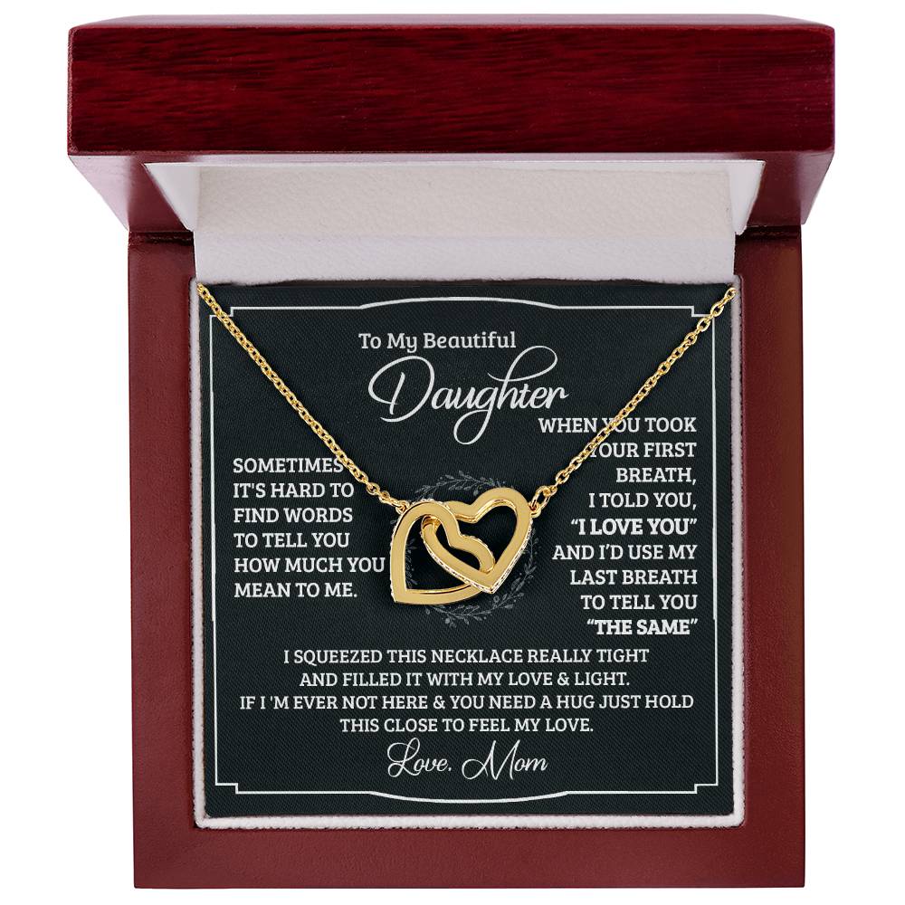 To My Beautiful Daughter - Interlocking Heart Necklace Interlocking Hearts Necklace