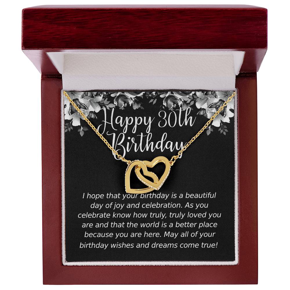 Happy Birthday 30 Year Old 1 Interlocking Hearts Necklace