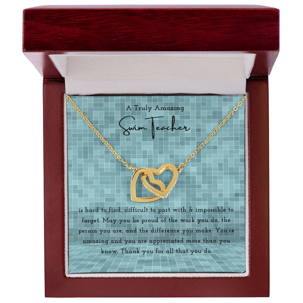 Gift For Swim Teacher Swim Teacher Appreciation Gift A Truly Amazing Swim Teacher Gift Interlocking Hearts Necklace