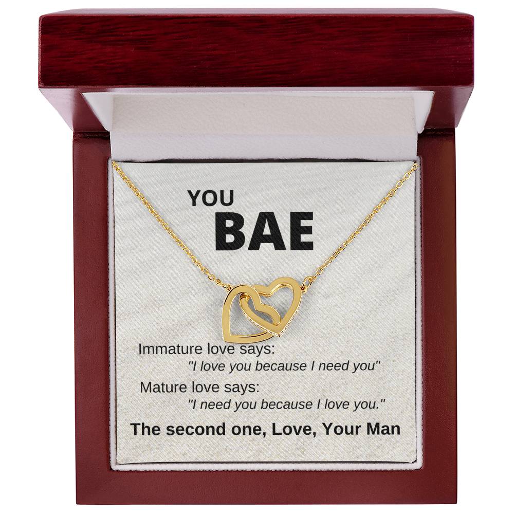 You Bae Linked Hearts Gift For Girlfriend Interlocking Hearts Necklace