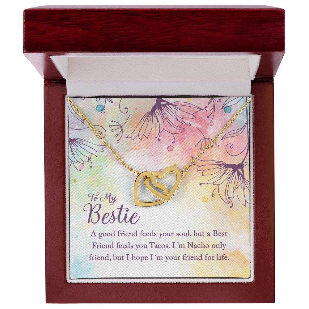 To My Bestie - A Good Friend Feeds Your Soul - Interlocking Hearts Necklace