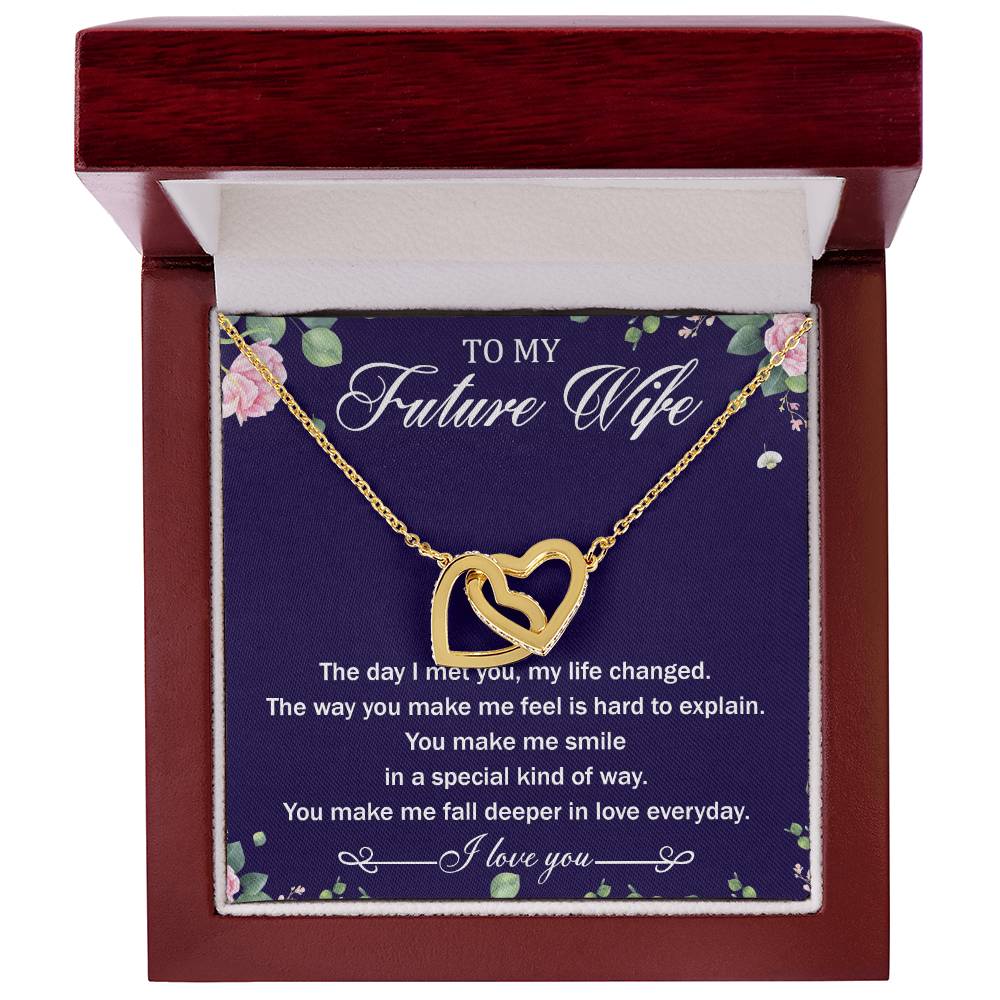 To My Future Wife Interlocking Hearts Necklace Message Card
