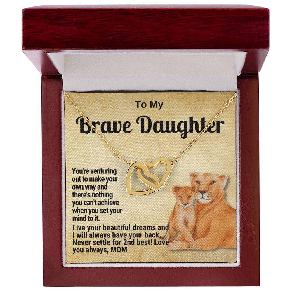 To My Brave Daughter Linked Hearts Gift From Mom Interlocking Hearts Necklace