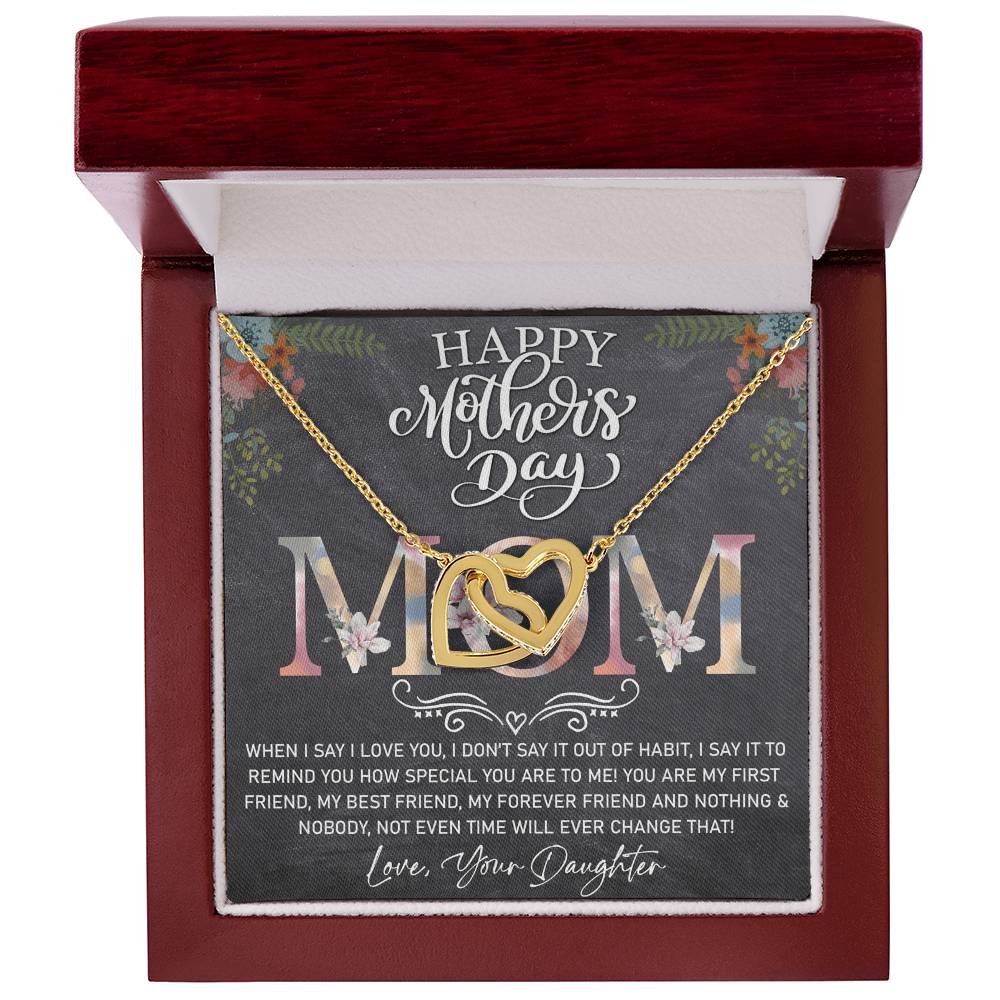 Perfect Gift For Mom- Luxury Necklace With Message Card Interlocking Hearts Necklace
