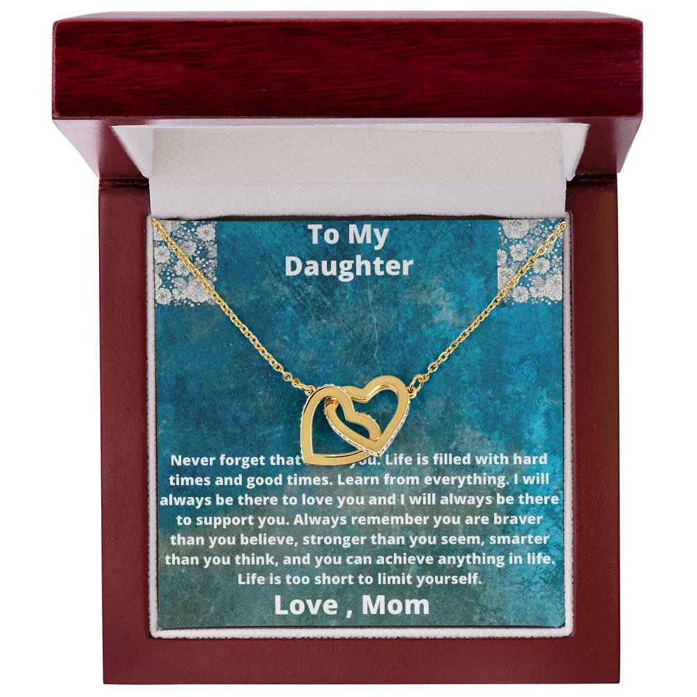 To My Daughter Love From Mom Interlocking Hearts Necklace