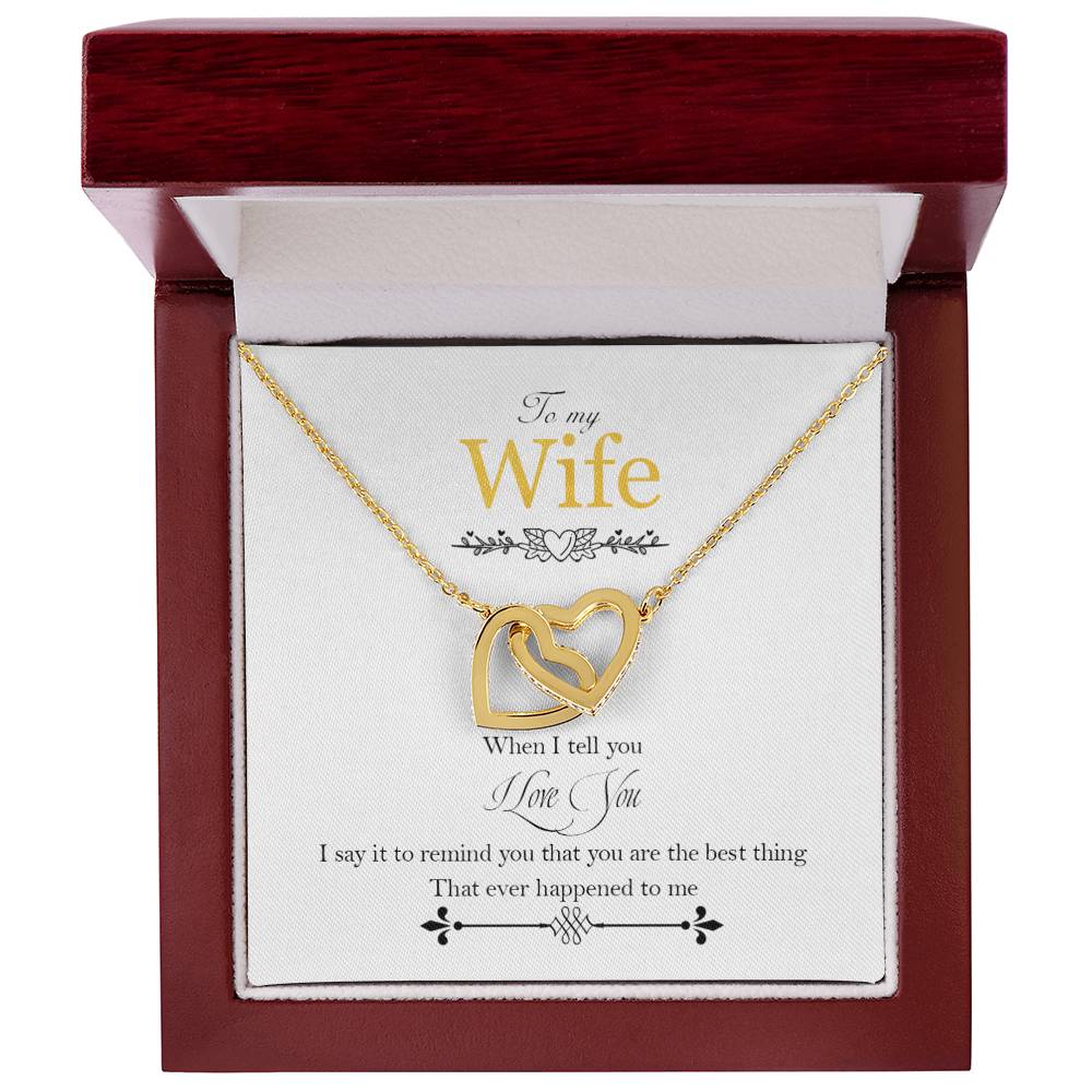To My Wife - Love Card And Necklace Gbc Interlocking Hearts Necklace