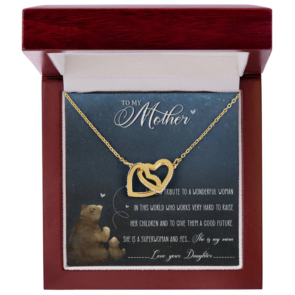 Mother Interlocking Hearts Necklace Message Card