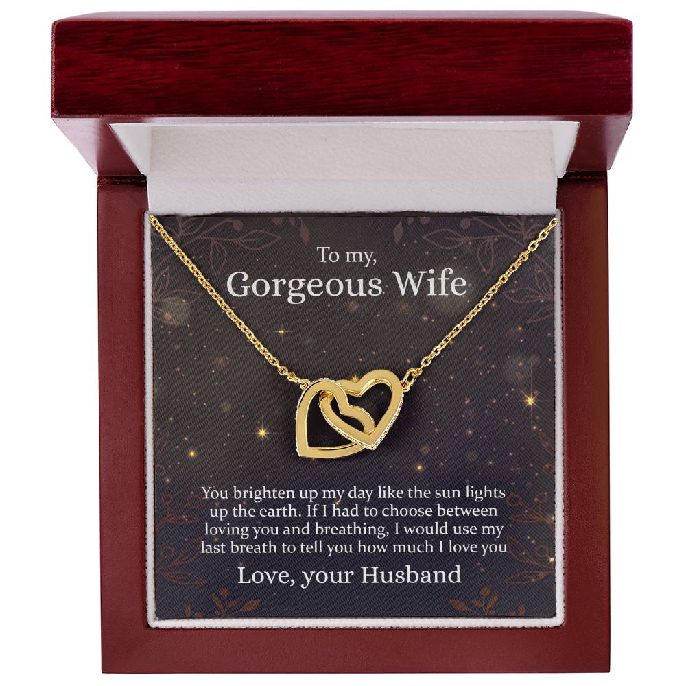 To My Gorgeous Wife - Interlocking Hearts Necklace