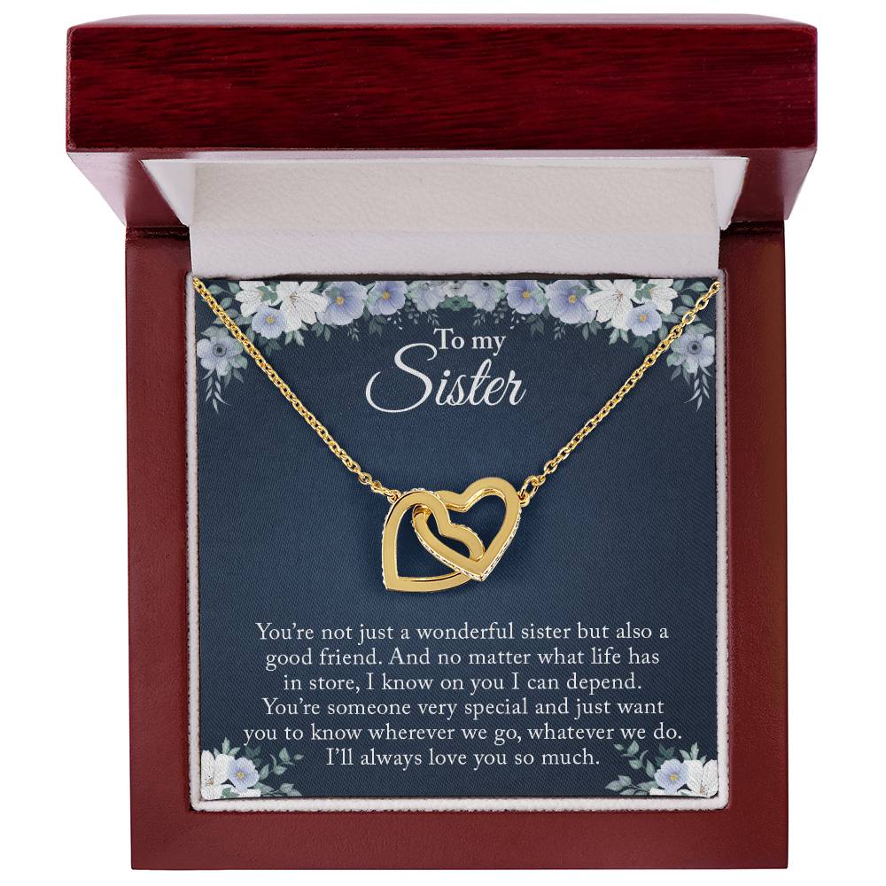 Necklace Sister’S Best Christmas Gift Birthday Gift For Sister To My Little Sister Present For Teenage Sister Gift For Sis Interlocking Hearts Necklace