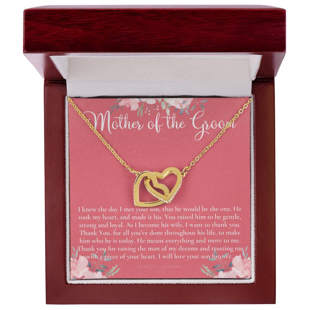 Mother Of The Groom Gift Necklace Wedding Gift Bridal Party Rehearsal Dinner Man Of My Dreams Parent Of Groom Mother In Law Gift Interlocking Hearts Necklace