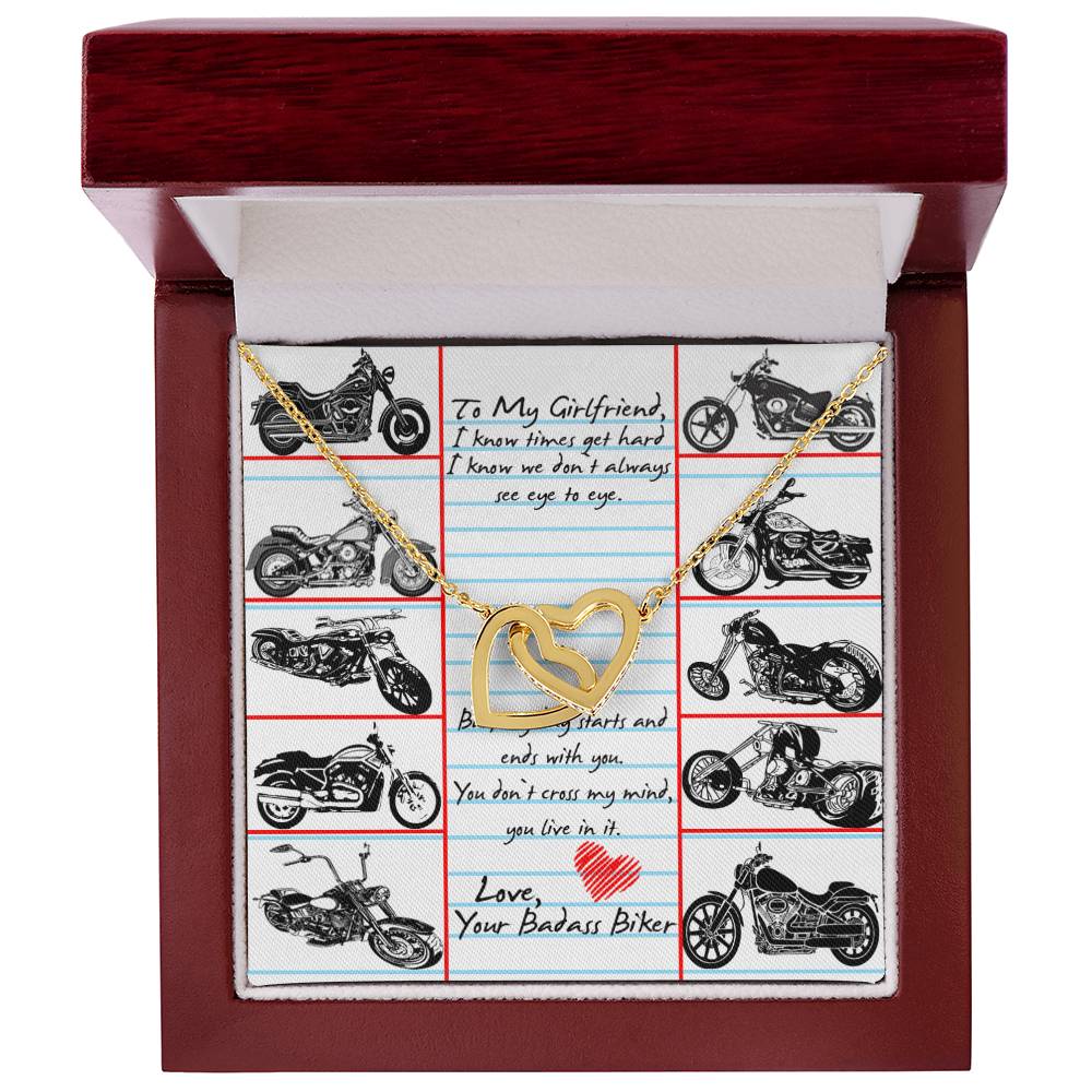 To My Girlfriend Interlocking Hearts Necklace