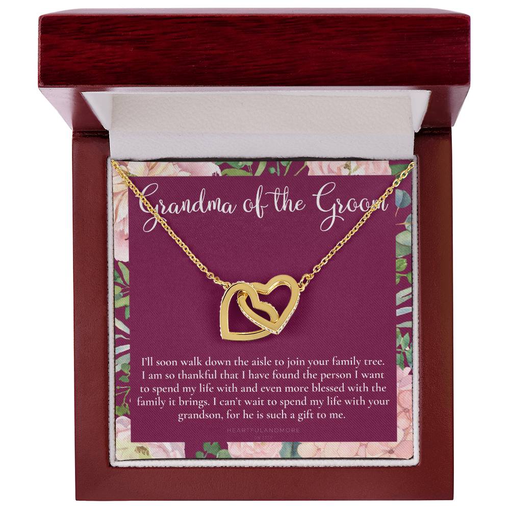 Grandmother Of The Groom Gift Necklace Grandma Wedding Gift Nana Bridal Shower Rehearsal Dinner Thank You Gift Interlocking Hearts Necklace