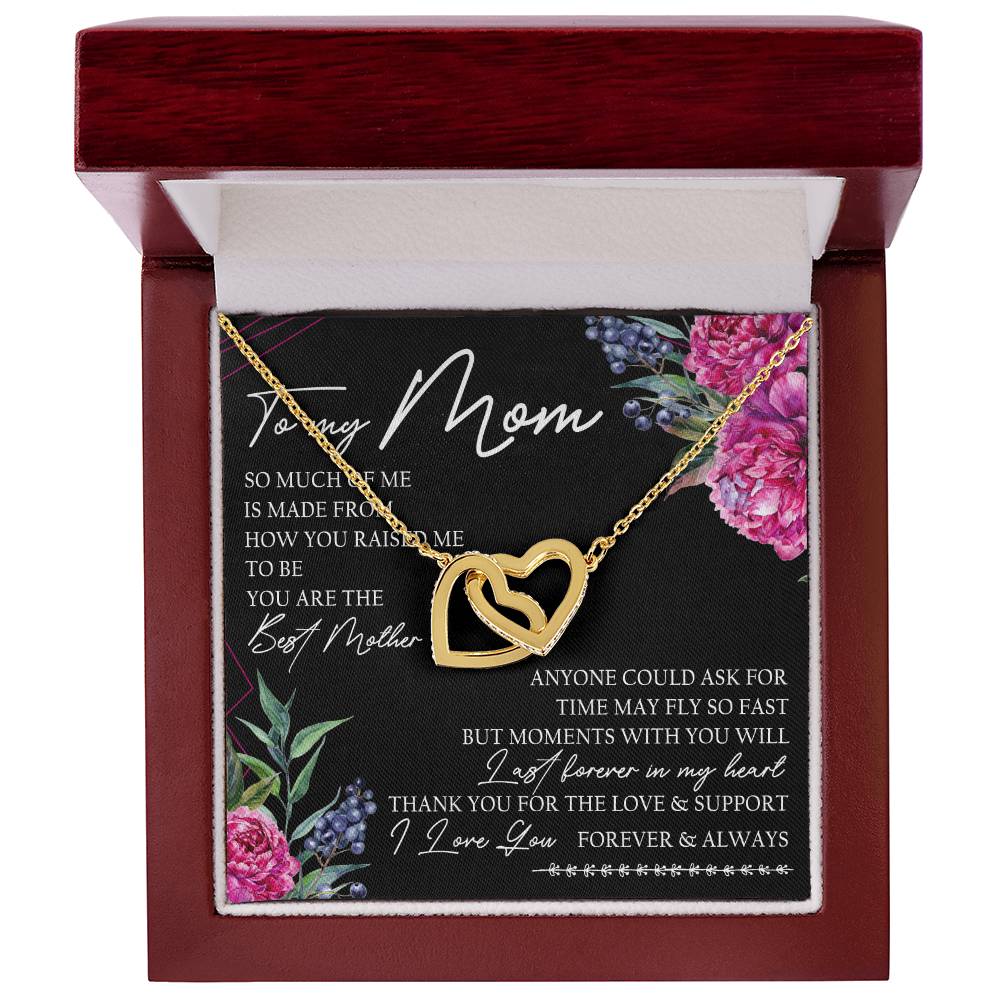 To My Mom Interlocking Hearts Necklace Message Card