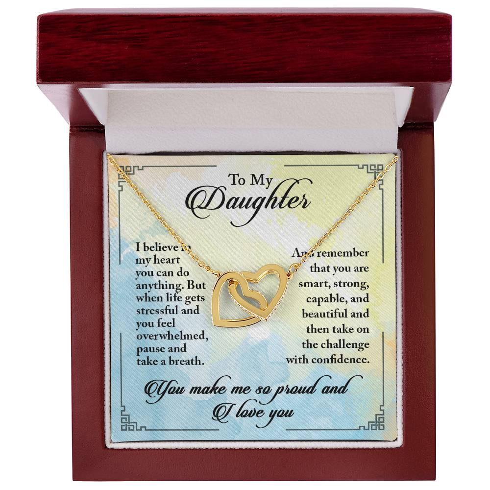 My Daughter Smart Strong Capable Beautiful - Linked Hearts Necklace Interlocking Hearts Necklace