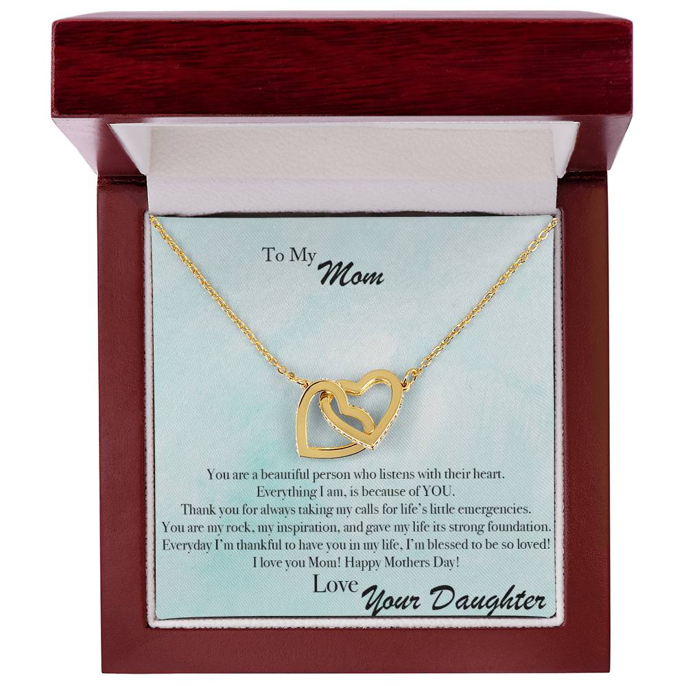 Mother'S Day Listen With Your Heart - Interlocking Hearts Necklace