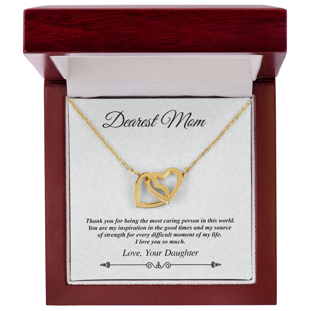 'Dearest Mom' Linked Hearts Necklace - The Most Caring Person In This World Interlocking Hearts Necklace