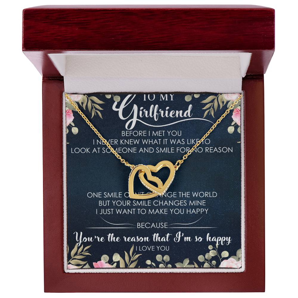 To My Girlfriend Interlocking Hearts Necklace Message Card