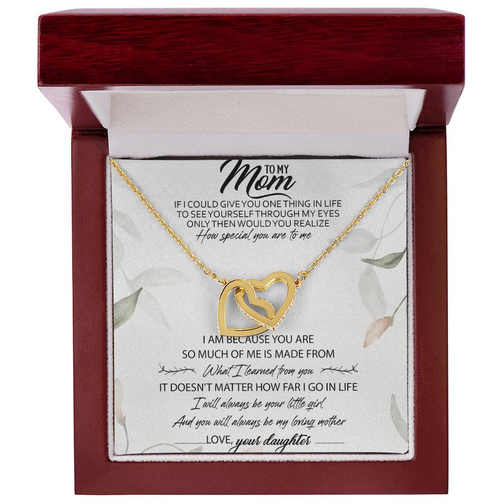 To My Mom Interlocking Hearts Necklace Message Card