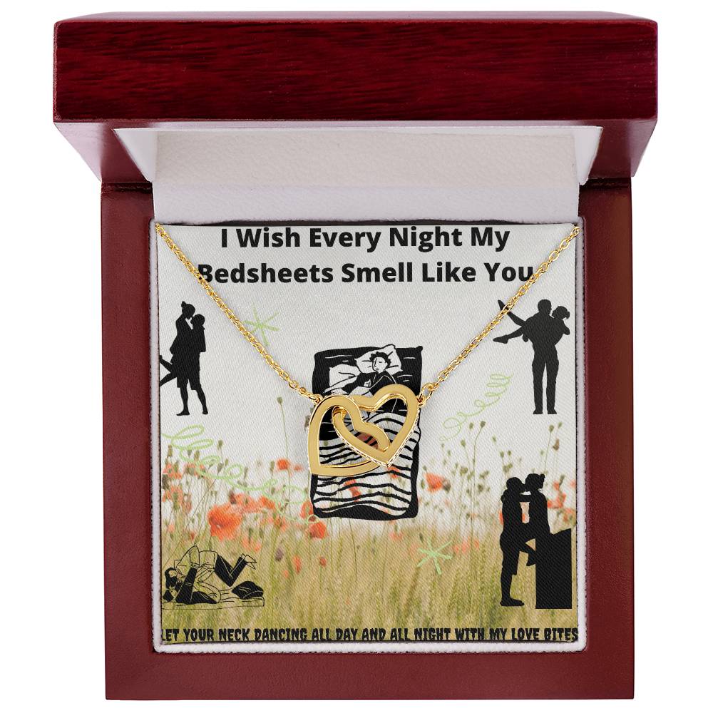 I Wish Every Night My Bedsheets Smell Like You - Gift For Future Wife Interlocking Hearts Necklace