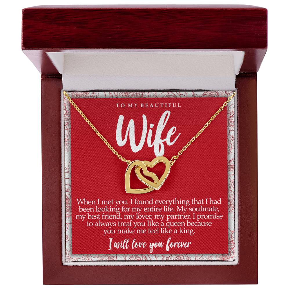 Interlocking Hearts Necklace With Message Card For Wife