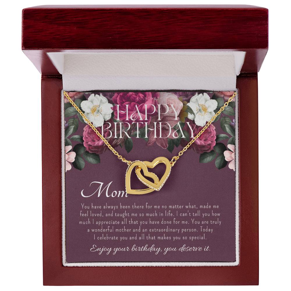 Mother'S Birthday Gift Necklace For Mom'S Birthday Elegant Gift For Mom From Daughter & Son Best Mom Gift Message Card Elegant Gift Interlocking Hearts Necklace