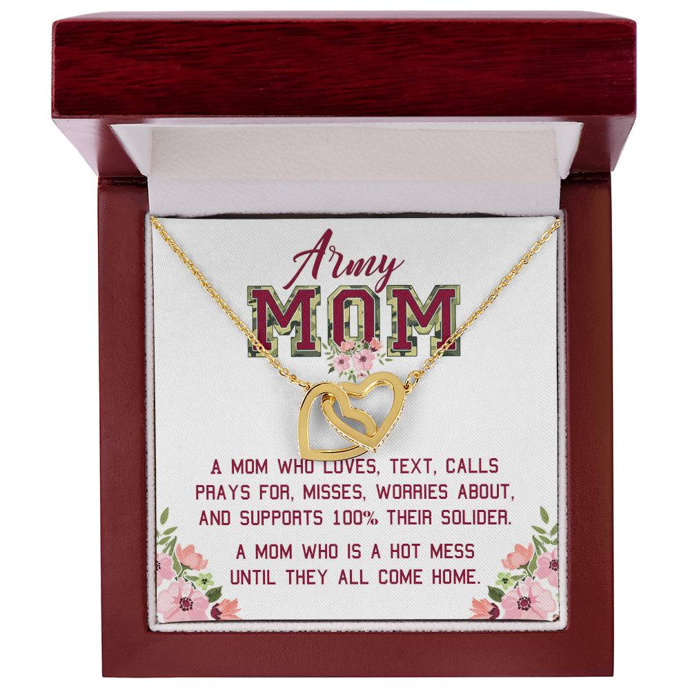 Gift For Army Mom - A Hot Mess - The Interlocking Heart Necklace Interlocking Hearts Necklace