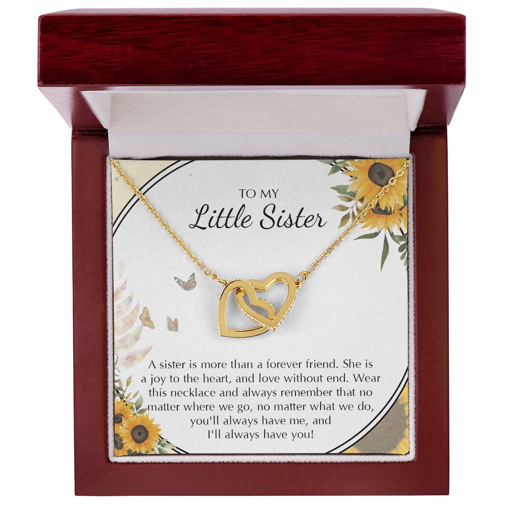 To My Little Sister Necklace Gifts Little Sister Birthday Gift For Little Sister Jewelry Gift For Sister Interlocking Hearts Necklace