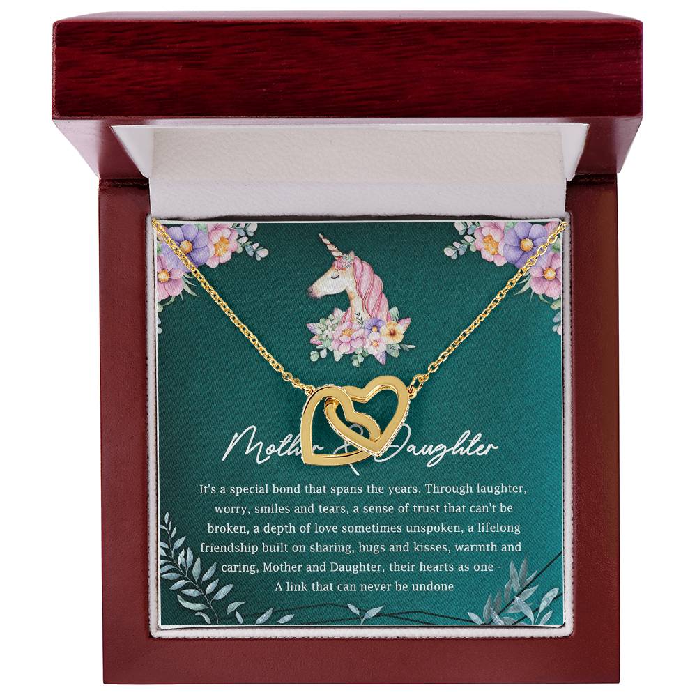 Mother And Daughter Their Hearts As One Interlocking Hearts Necklace Mother'S Day Message Card