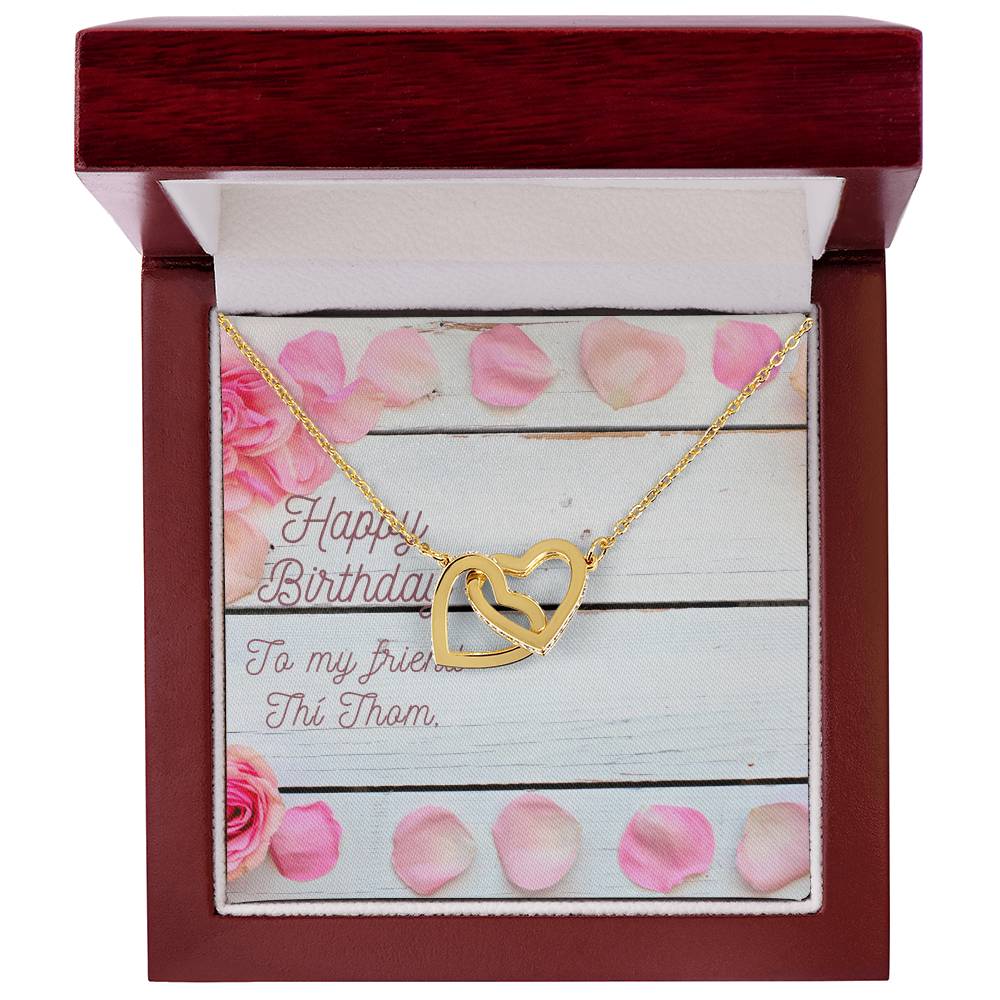 Happy Birthday To My Friend Interlocking Hearts Necklace