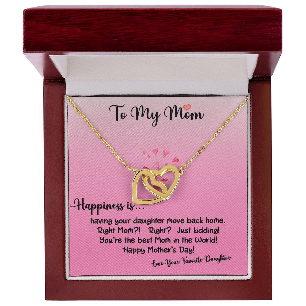 To My Mom Happiness Is Daughter Ilh Necklace Interlocking Hearts Necklace