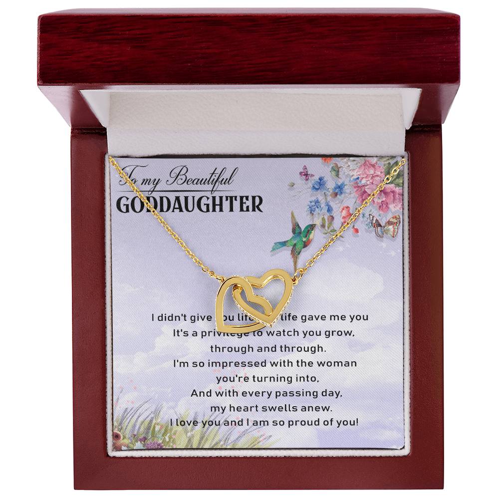 To My Goddaughter Interlocking Hearts Necklace Message Card