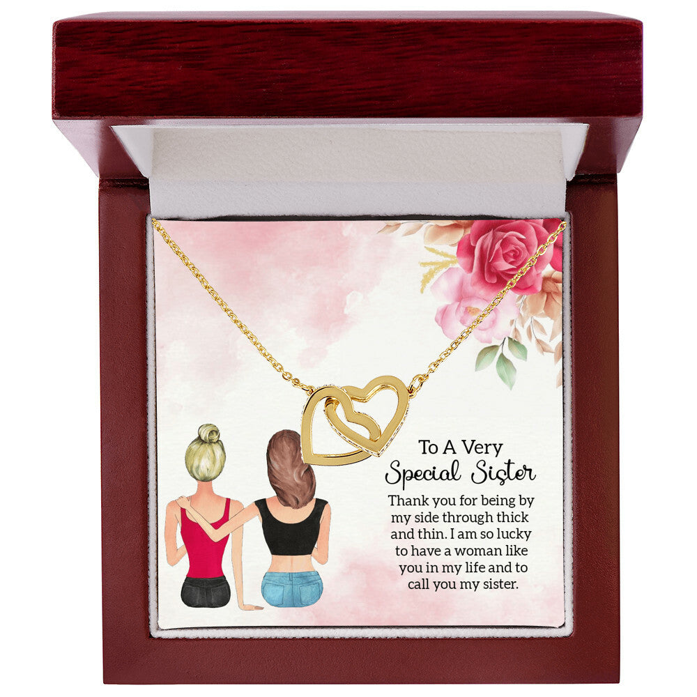 Gift For Sister - Being By My Side Necklace Interlocking Hearts Necklace