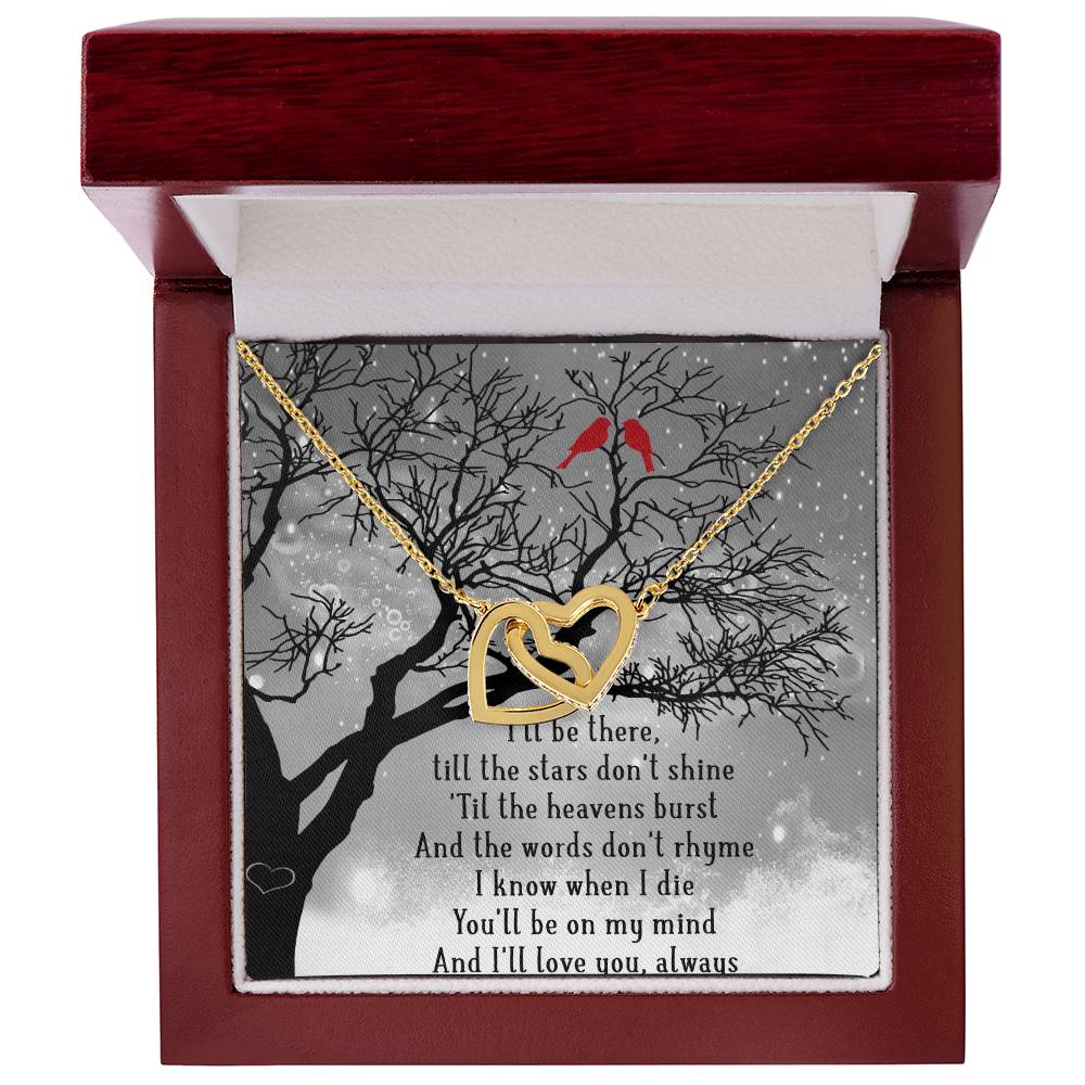 I'Ll Be There Interlocking Hearts Necklace Message Card