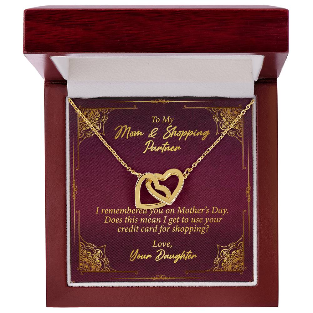 To My Mom And Shopping Partner Interlocking Hearts Necklace