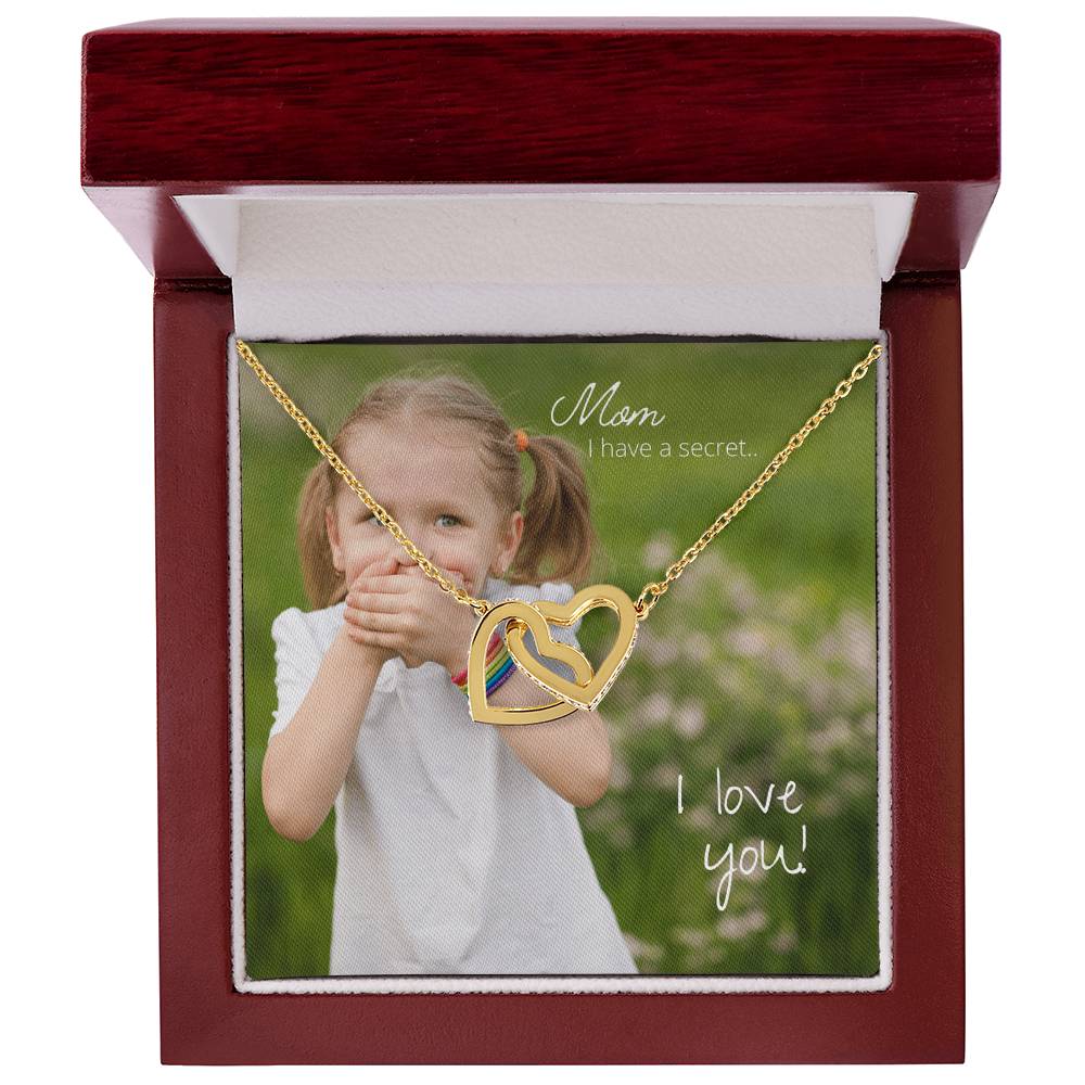 Mom I Have A Secret. I Love You Interlocking Hearts Necklace