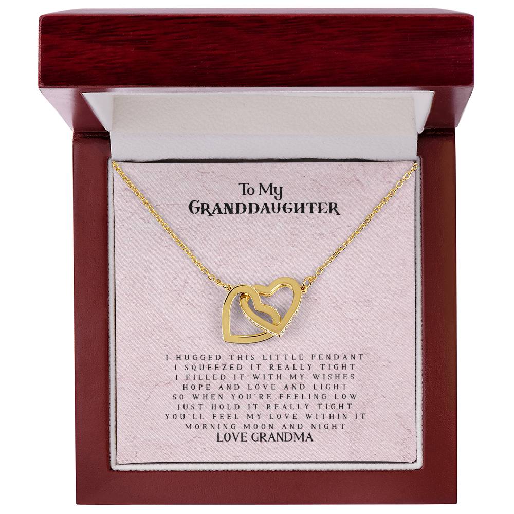 To My Granddaughter - Love Grandma - Interlocking Heart Necklace Interlocking Hearts Necklace