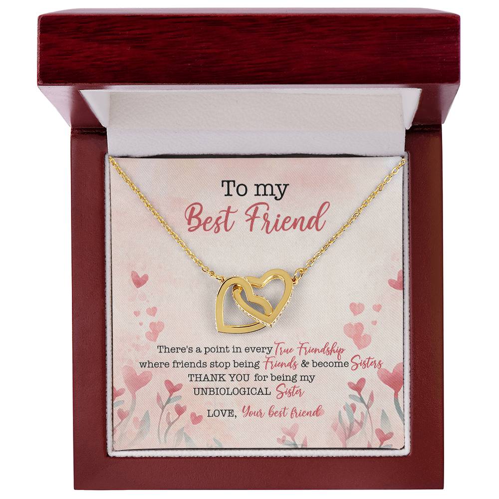 To My Best Friend There'S A Point In Every True Friendship Where Friends Stop Being Friends & Become Sisters Interlocking Hearts Necklace