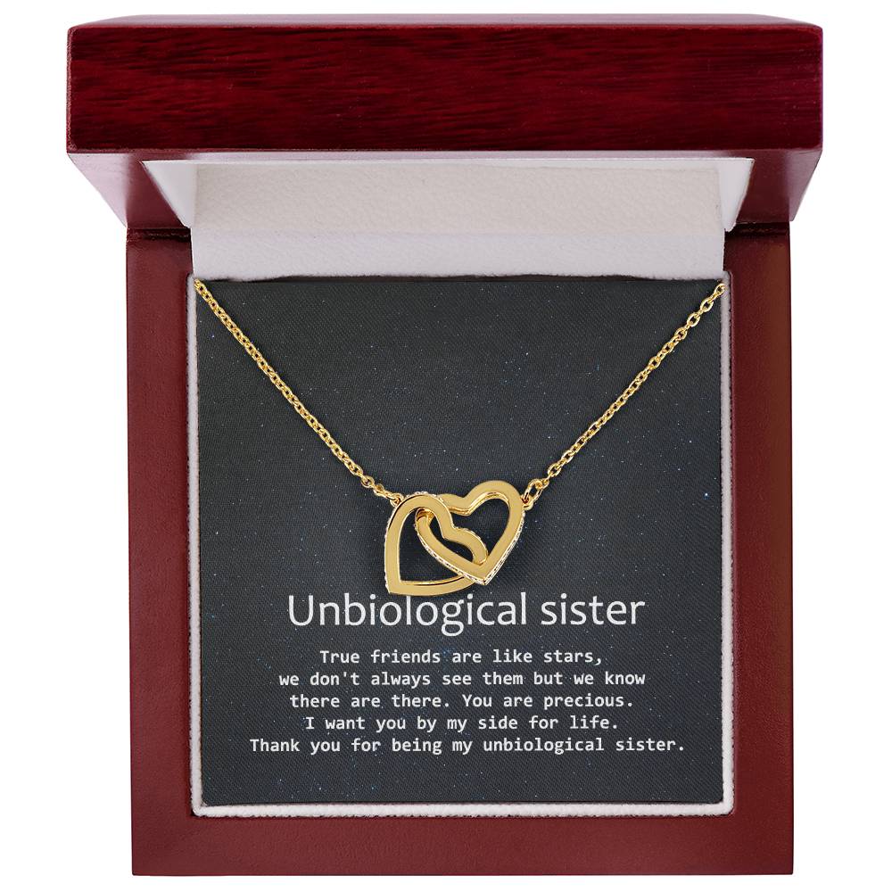 Unbiological Sister Necklace Soul Sister Sorority Sister Sister In Law Necklace Interlocking Hearts Necklace