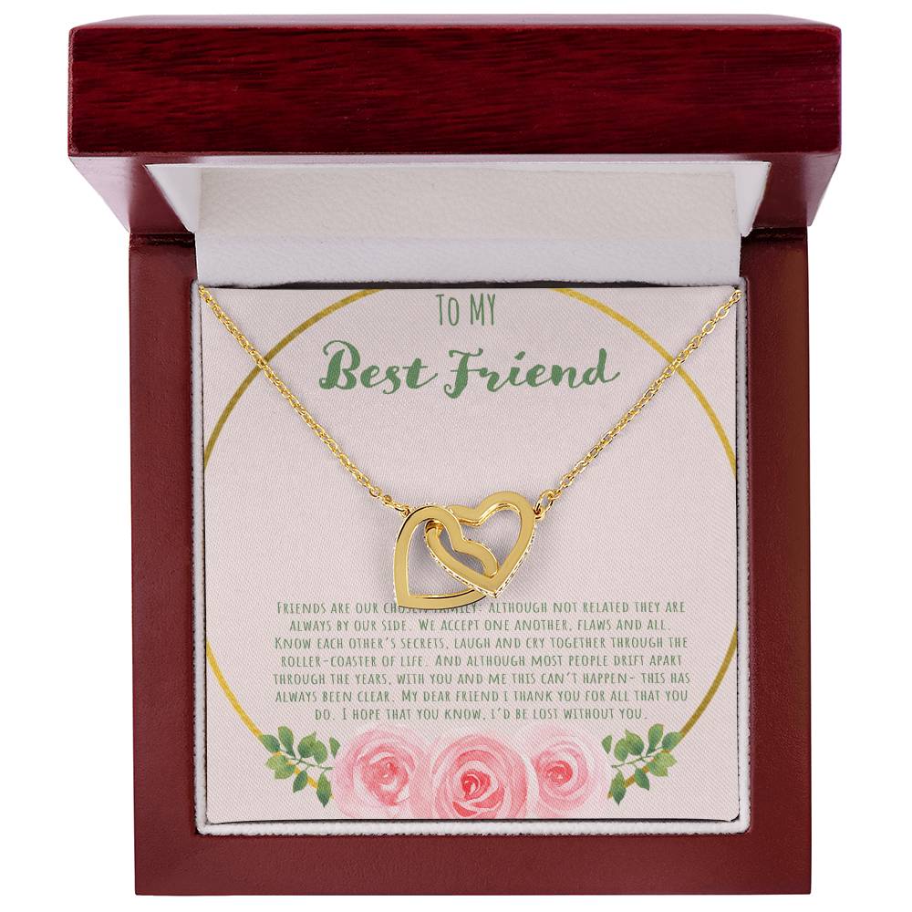 To My Bestfriend Our Friends Are Our Chosen Family Interlocking Hearts Necklace