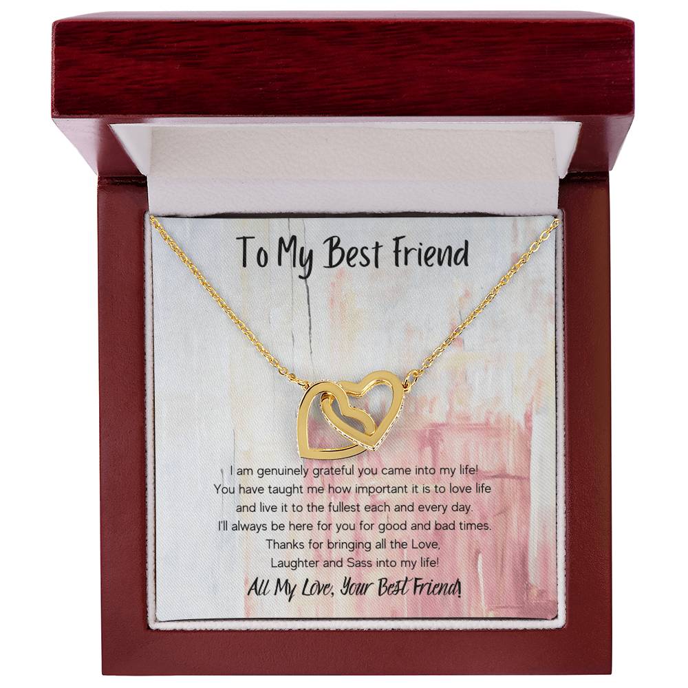 To My Best Friend Interlocking Hearts Necklace