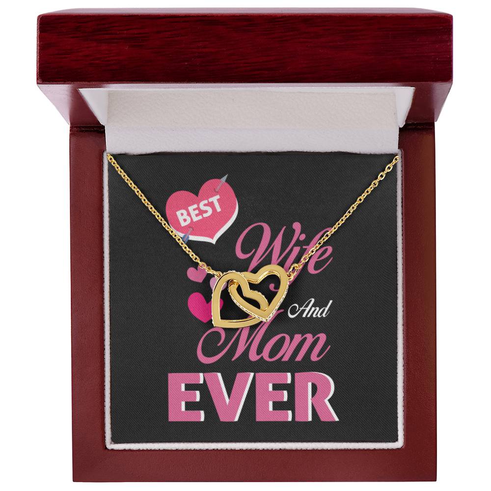 Best Wife And Mom Ever Interlocking Hearts Necklace